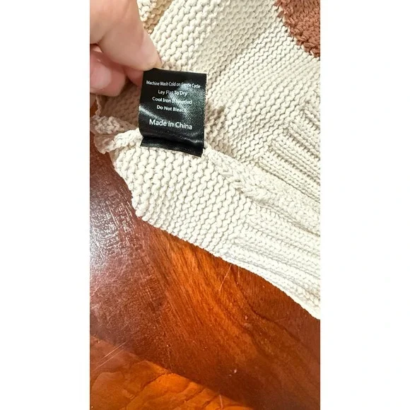 POL Patchwork Women's Cardigan Sweater Sz‎ large Boho Colorblock Long Open Front - Picture 14 of 14